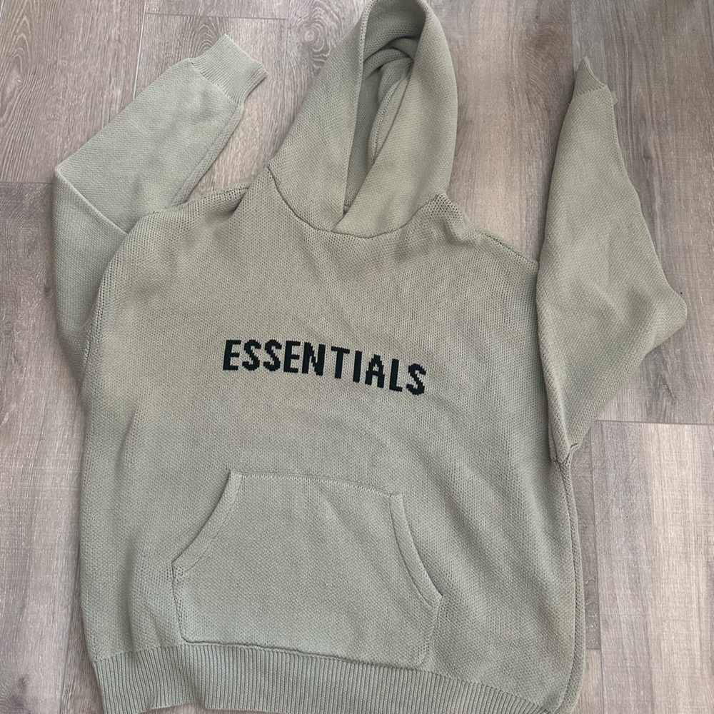 Fear of God Essentials Green Knit Hoodie
